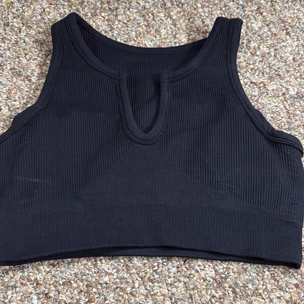 Black Ribbed Women's Crop Top